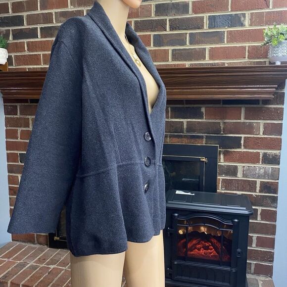 Alfani Womens Sweater Jacket Size 2X Gray Cotton Buttons Front Comfort Pre Owned - Picture 1 of 14